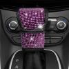 imageCAR PASS 11 PCS Bling Car Accessories for Women Sparkly Rhinestone Diamond Steering Wheel Cover Bling Seat Belt Cushion Glitter Shift Knob Cover Car Cup Holder Coaster Cute Interior Sets SilverPink Diamond