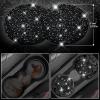 imageCAR PASS 11 PCS Bling Car Accessories for Women Sparkly Rhinestone Diamond Steering Wheel Cover Bling Seat Belt Cushion Glitter Shift Knob Cover Car Cup Holder Coaster Cute Interior Sets SilverBlack Diamond