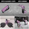 imageCAR PASS 11 PCS Bling Car Accessories for Women Sparkly Rhinestone Diamond Steering Wheel Cover Bling Seat Belt Cushion Glitter Shift Knob Cover Car Cup Holder Coaster Cute Interior Sets SilverPink Diamond