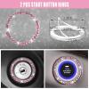 imageCAR PASS 11 PCS Bling Car Accessories for Women Sparkly Rhinestone Diamond Steering Wheel Cover Bling Seat Belt Cushion Glitter Shift Knob Cover Car Cup Holder Coaster Cute Interior Sets SilverAll Pink