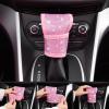 imageCAR PASS 11 PCS Bling Car Accessories for Women Sparkly Rhinestone Diamond Steering Wheel Cover Bling Seat Belt Cushion Glitter Shift Knob Cover Car Cup Holder Coaster Cute Interior Sets SilverAll Pink