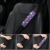 imageCAR PASS 11 PCS Bling Car Accessories for Women Sparkly Rhinestone Diamond Steering Wheel Cover Bling Seat Belt Cushion Glitter Shift Knob Cover Car Cup Holder Coaster Cute Interior Sets SilverPurple Diamond