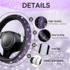imageCAR PASS 11 PCS Bling Car Accessories for Women Sparkly Rhinestone Diamond Steering Wheel Cover Bling Seat Belt Cushion Glitter Shift Knob Cover Car Cup Holder Coaster Cute Interior Sets SilverPurple Diamond