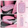 imageCAR PASS 11 PCS Bling Car Accessories for Women Sparkly Rhinestone Diamond Steering Wheel Cover Bling Seat Belt Cushion Glitter Shift Knob Cover Car Cup Holder Coaster Cute Interior Sets SilverAll Pink