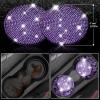 imageCAR PASS 11 PCS Bling Car Accessories for Women Sparkly Rhinestone Diamond Steering Wheel Cover Bling Seat Belt Cushion Glitter Shift Knob Cover Car Cup Holder Coaster Cute Interior Sets SilverPurple Diamond