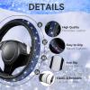 imageCAR PASS 30 PCS Bling Car Accessories Set for Women Bling Steering Wheel Covers 15 Inch Shining Rhinestone License Plate Frame Sparkly Diamond Phone Holder Cute Interior Set Decorations SilverBlue