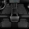 imageCAR PASS 4 Piece Leather Car Floor Mats 3D Cute Girly Waterproof All Weather Car Mat Full Set Universal Trim to Fit ampamp AntiSlip Burr Bottom ampamp Light Easy Clean for SUV Truck Auto Sedan VanPinkAll Black PVC