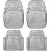 imageCAR PASS 4 Piece Leather Car Floor Mats 3D Cute Girly Waterproof All Weather Car Mat Full Set Universal Trim to Fit ampamp AntiSlip Burr Bottom ampamp Light Easy Clean for SUV Truck Auto Sedan VanPinkSilver