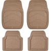 imageCAR PASS 4 Piece Leather Car Floor Mats 3D Cute Girly Waterproof All Weather Car Mat Full Set Universal Trim to Fit ampamp AntiSlip Burr Bottom ampamp Light Easy Clean for SUV Truck Auto Sedan VanPinkBeige