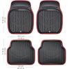 imageCAR PASS 4 Piece Leather Car Floor Mats 3D Cute Girly Waterproof All Weather Car Mat Full Set Universal Trim to Fit ampamp AntiSlip Burr Bottom ampamp Light Easy Clean for SUV Truck Auto Sedan VanPinkBlack And Red