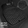 imageCAR PASS 4 Piece Leather Car Floor Mats 3D Cute Girly Waterproof All Weather Car Mat Full Set Universal Trim to Fit ampamp AntiSlip Burr Bottom ampamp Light Easy Clean for SUV Truck Auto Sedan VanPinkAll Black PVC