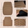 imageCAR PASS 4 Piece Leather Car Floor Mats 3D Cute Girly Waterproof All Weather Car Mat Full Set Universal Trim to Fit ampamp AntiSlip Burr Bottom ampamp Light Easy Clean for SUV Truck Auto Sedan VanPinkBeige