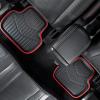 imageCAR PASS 4 Piece Leather Car Floor Mats 3D Cute Girly Waterproof All Weather Car Mat Full Set Universal Trim to Fit ampamp AntiSlip Burr Bottom ampamp Light Easy Clean for SUV Truck Auto Sedan VanPinkblack red