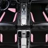 imageCAR PASS Beige Leather ampamp Waterproof Car Carpet Floor Mats Universal Car Mats Fit for SUVVanssedans TrucksSet of 4pcs Car Carpet with AntiSlip nibbs Driver Heel Pad All BeigePink