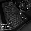 imageCAR PASS Bling Car Mats Diamond Rubber Floor Mats Full Set AntiSlip 3D Rhombus Waterproof Trim to Fit Liner Universal Glitter Crystal Sparkly Shining Rhinestone Girl Women SUV Sedan Van Pink RubberBlack Diamond