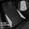 imageCAR PASS Bling Car Mats Diamond Rubber Floor Mats Full Set AntiSlip 3D Rhombus Waterproof Trim to Fit Liner Universal Glitter Crystal Sparkly Shining Rhinestone Girl Women SUV Sedan Van Pink RubberWhite Diamond