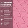imageCAR PASS Bling Car Mats Diamond Rubber Floor Mats Full Set AntiSlip 3D Rhombus Waterproof Trim to Fit Liner Universal Glitter Crystal Sparkly Shining Rhinestone Girl Women SUV Sedan Van Pink RubberPink Rubber