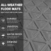 imageCAR PASS Bling Car Mats Diamond Rubber Floor Mats Full Set AntiSlip 3D Rhombus Waterproof Trim to Fit Liner Universal Glitter Crystal Sparkly Shining Rhinestone Girl Women SUV Sedan Van Pink RubberGray Rubber