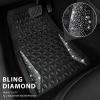 imageCAR PASS Bling Car Mats Diamond Rubber Floor Mats Full Set AntiSlip 3D Rhombus Waterproof Trim to Fit Liner Universal Glitter Crystal Sparkly Shining Rhinestone Girl Women SUV Sedan Van Pink RubberSilver Diamond