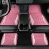 imageCAR PASS Bling Car Mats Diamond Rubber Floor Mats Full Set AntiSlip 3D Rhombus Waterproof Trim to Fit Liner Universal Glitter Crystal Sparkly Shining Rhinestone Girl Women SUV Sedan Van Pink RubberPink Rubber