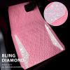 imageCAR PASS Bling Car Mats Diamond Rubber Floor Mats Full Set AntiSlip 3D Rhombus Waterproof Trim to Fit Liner Universal Glitter Crystal Sparkly Shining Rhinestone Girl Women SUV Sedan Van Pink RubberPink Rubber