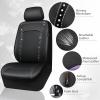 imageCAR PASS Bling Diamond Black Leather Steering Wheel Cover Studded Crystal Rhinestones Universal Fit 14quot 1215quot Glitter for Women Sparkle Girl Fit SuvsVansSedansCarTrucks Silver DiamondSilver Diamond 14PCS