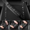 imageCAR PASS Bling Diamond Black Leather Steering Wheel Cover Studded Crystal Rhinestones Universal Fit 14quot 1215quot Glitter for Women Sparkle Girl Fit SuvsVansSedansCarTrucks Silver DiamondSilver Diamond 14PCS