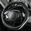 imageCAR PASS Bling Diamond Black Leather Steering Wheel Cover Studded Crystal Rhinestones Universal Fit 14quot 1215quot Glitter for Women Sparkle Girl Fit SuvsVansSedansCarTrucks Silver DiamondMulticolor Diamond