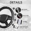 imageCAR PASS Bling Diamond Black Leather Steering Wheel Cover Studded Crystal Rhinestones Universal Fit 14quot 1215quot Glitter for Women Sparkle Girl Fit SuvsVansSedansCarTrucks Silver DiamondSilver Diamond 14PCS