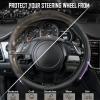 imageCAR PASS Bling Diamond Black Leather Steering Wheel Cover Studded Crystal Rhinestones Universal Fit 14quot 1215quot Glitter for Women Sparkle Girl Fit SuvsVansSedansCarTrucks Silver DiamondPurple Diamond