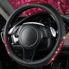 imageCAR PASS Bling Diamond Black Leather Steering Wheel Cover Studded Crystal Rhinestones Universal Fit 14quot 1215quot Glitter for Women Sparkle Girl Fit SuvsVansSedansCarTrucks Silver DiamondRed Diamond