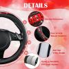 imageCAR PASS Bling Diamond Black Leather Steering Wheel Cover Studded Crystal Rhinestones Universal Fit 14quot 1215quot Glitter for Women Sparkle Girl Fit SuvsVansSedansCarTrucks Silver DiamondRed Diamond