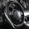 imageCAR PASS Bling Diamond Black Leather Steering Wheel Cover Studded Crystal Rhinestones Universal Fit 14quot 1215quot Glitter for Women Sparkle Girl Fit SuvsVansSedansCarTrucks Silver DiamondMulticolor Diamond