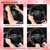 imageCAR PASS Bling Diamond Black Leather Steering Wheel Cover Studded Crystal Rhinestones Universal Fit 14quot 1215quot Glitter for Women Sparkle Girl Fit SuvsVansSedansCarTrucks Silver DiamondRed Diamond