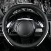 imageCAR PASS Bling Diamond Black Leather Steering Wheel Cover Studded Crystal Rhinestones Universal Fit 14quot 1215quot Glitter for Women Sparkle Girl Fit SuvsVansSedansCarTrucks Silver DiamondMulticolor Diamond