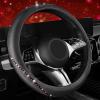 imageCAR PASS Bling Diamond Black Leather Steering Wheel Cover Studded Crystal Rhinestones Universal Fit 14quot 1215quot Glitter for Women Sparkle Girl Fit SuvsVansSedansCarTrucks Silver DiamondHot Pink Diamond