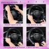 imageCAR PASS Bling Diamond Black Leather Steering Wheel Cover Studded Crystal Rhinestones Universal Fit 14quot 1215quot Glitter for Women Sparkle Girl Fit SuvsVansSedansCarTrucks Silver DiamondPurple Diamond