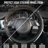 imageCAR PASS Bling Diamond Black Leather Steering Wheel Cover Studded Crystal Rhinestones Universal Fit 14quot 1215quot Glitter for Women Sparkle Girl Fit SuvsVansSedansCarTrucks Silver DiamondMulticolor Diamond