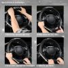 imageCAR PASS Bling Diamond Black Leather Steering Wheel Cover Studded Crystal Rhinestones Universal Fit 14quot 1215quot Glitter for Women Sparkle Girl Fit SuvsVansSedansCarTrucks Silver DiamondMulticolor Diamond
