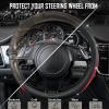 imageCAR PASS Bling Diamond Black Leather Steering Wheel Cover Studded Crystal Rhinestones Universal Fit 14quot 1215quot Glitter for Women Sparkle Girl Fit SuvsVansSedansCarTrucks Silver DiamondRed Diamond