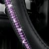 imageCAR PASS Bling Diamond Black Leather Steering Wheel Cover Studded Crystal Rhinestones Universal Fit 14quot 1215quot Glitter for Women Sparkle Girl Fit SuvsVansSedansCarTrucks Silver DiamondPurple Diamond