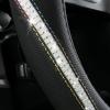 imageCAR PASS Bling Diamond Black Leather Steering Wheel Cover Studded Crystal Rhinestones Universal Fit 14quot 1215quot Glitter for Women Sparkle Girl Fit SuvsVansSedansCarTrucks Silver DiamondMulticolor Diamond