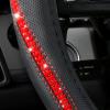 imageCAR PASS Bling Diamond Black Leather Steering Wheel Cover Studded Crystal Rhinestones Universal Fit 14quot 1215quot Glitter for Women Sparkle Girl Fit SuvsVansSedansCarTrucks Silver DiamondRed Diamond