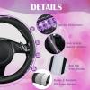 imageCAR PASS Bling Diamond Black Leather Steering Wheel Cover Studded Crystal Rhinestones Universal Fit 14quot 1215quot Glitter for Women Sparkle Girl Fit SuvsVansSedansCarTrucks Silver DiamondPurple Diamond