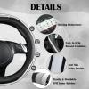 imageCAR PASS Bling Diamond Black Leather Steering Wheel Cover Studded Crystal Rhinestones Universal Fit 14quot 1215quot Glitter for Women Sparkle Girl Fit SuvsVansSedansCarTrucks Silver DiamondMulticolor Diamond