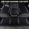 imageCAR PASS Bling Diamond Car Floor Mat Shining Rhinestones Carpet Sparkly Glitter Crystal AntiSlip PVC Heel Pad Automotive Universal Fit for SUV Sedan Car Van 4pcs for Girl Cute Women Black SilverBlue Diamond