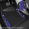 imageCAR PASS Bling Diamond Car Floor Mat Shining Rhinestones Carpet Sparkly Glitter Crystal AntiSlip PVC Heel Pad Automotive Universal Fit for SUV Sedan Car Van 4pcs for Girl Cute Women Black SilverBlue Diamond