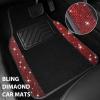 imageCAR PASS Bling Diamond Car Floor Mats Shining Rhinestone Carpet Sparkly Glitter Crystal with AntiSlip PVC Heel Pad Waterproof Universal Fit Automotive SUVSedanVanCute Girl Women4pcs Black SliverRed Diamond