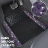 imageCAR PASS Bling Diamond Car Floor Mats Shining Rhinestone Carpet Sparkly Glitter Crystal with AntiSlip PVC Heel Pad Waterproof Universal Fit Automotive SUVSedanVanCute Girl Women4pcs Black SliverViolet Diamond