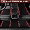 imageCAR PASS Bling Diamond Car Floor Mats Shining Rhinestone Carpet Sparkly Glitter Crystal with AntiSlip PVC Heel Pad Waterproof Universal Fit Automotive SUVSedanVanCute Girl Women4pcs Black SliverRed Diamond